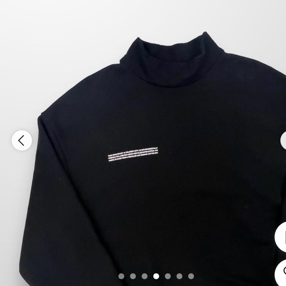 Pangaia Black Mock Neck Sweatshirt Minimalist Sustainable Luxury Size small